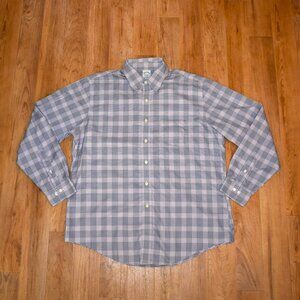 Brooks Brothers Supima‎ Cotton Purple Plaid Button Up Shirt Sz XL